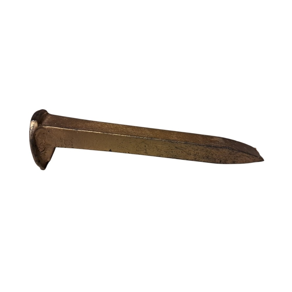 Vintage Gold Color Railroad Spike Rustic Primitive Paper Weight 6.5" Train Nail